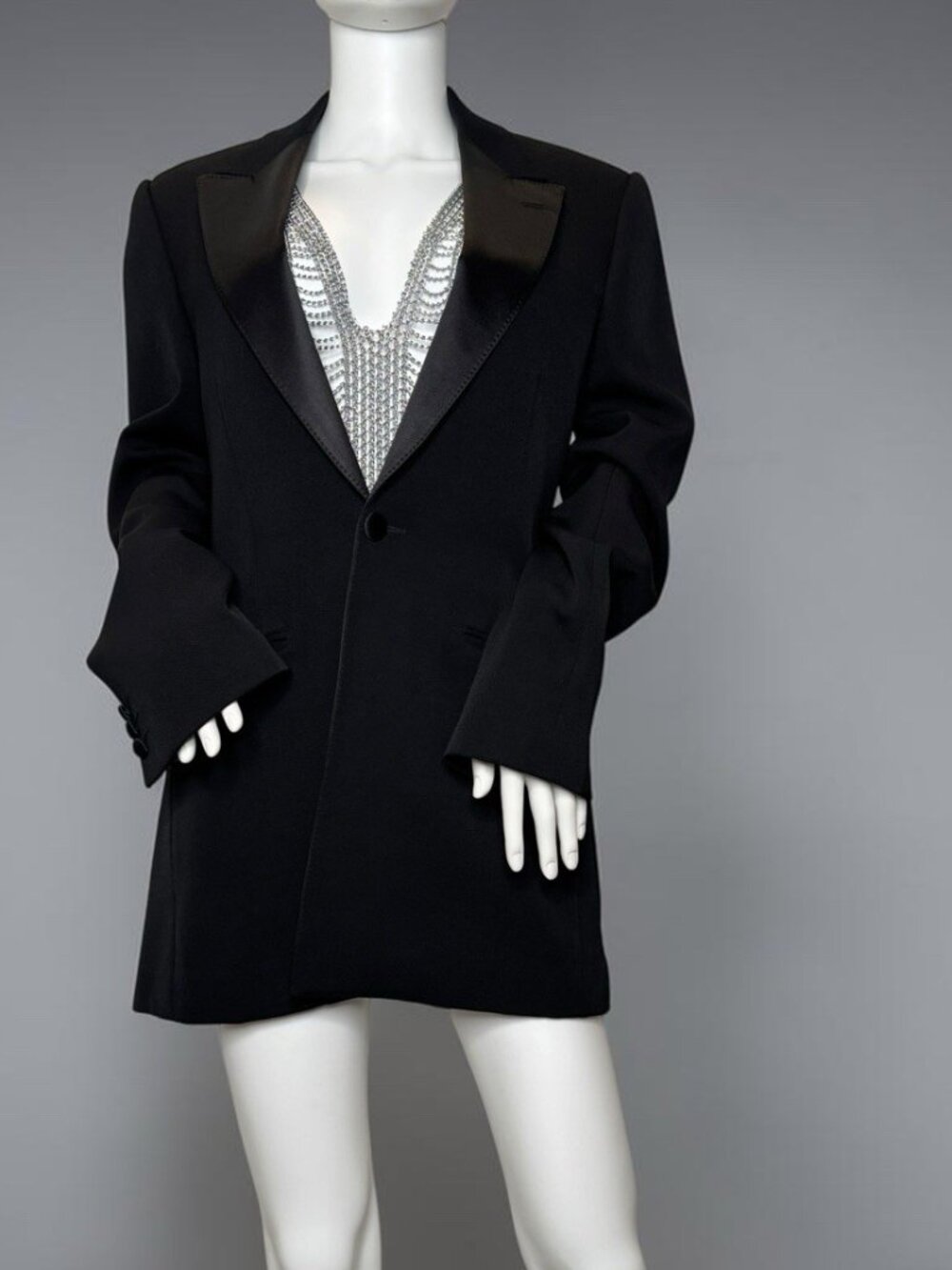 Alexander McQueen Oversized Tuxedo Blazer Jacket 2006 Black Wool Satin Lapel S/M